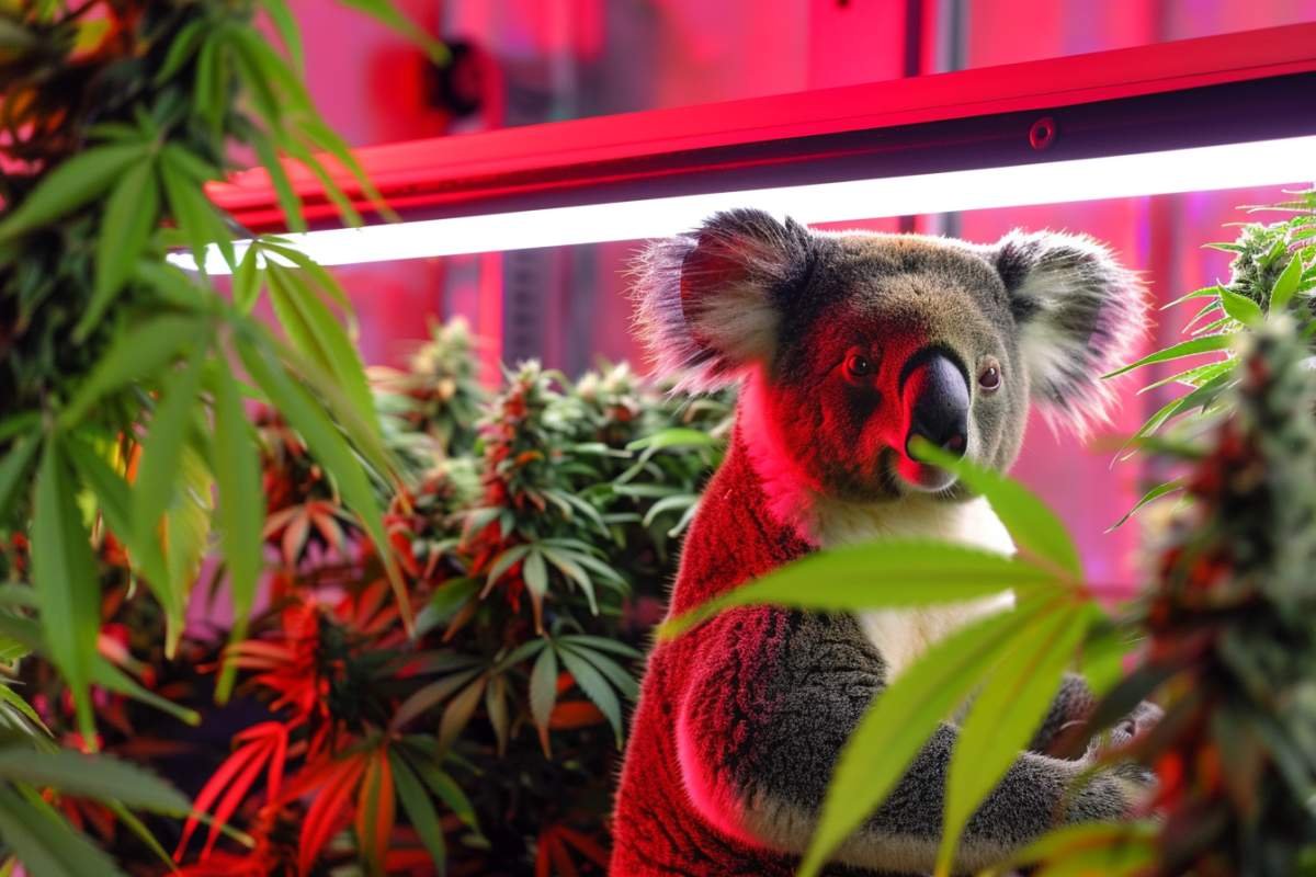 koala au milieu de cannabis interdit